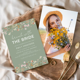 Whimsical Wildblume Brautparty Brunch Foto Einladung