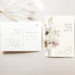 Whimsical Wildblume Elfenbeinküste Save the Date P Einladungspostkarte