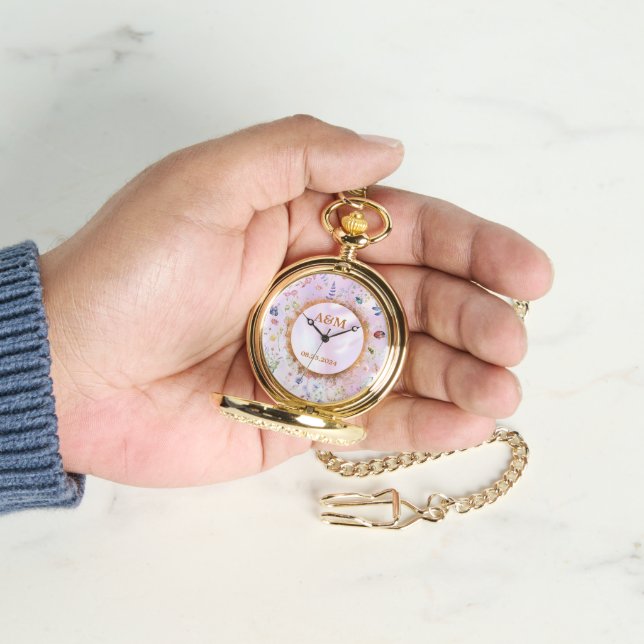 Whimsical Wildblume Pink Pocket eWatch Armbanduhr (Hand)