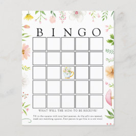 Whimsical Wildblume Tea Baby Bingo Game Card