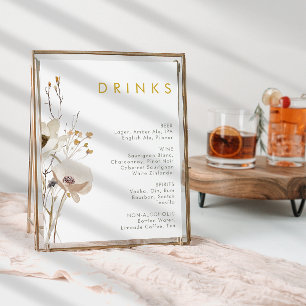 Whimsical Wildblume Wedding Drinks Menü Signatur Poster