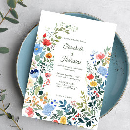 Whimsical Wildblumen farbenfrohe Hochzeit im Garte Einladung