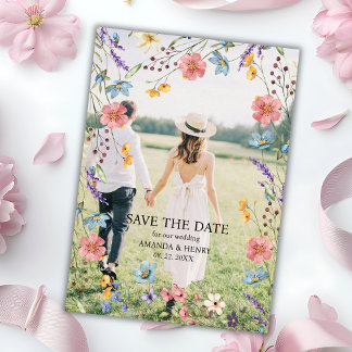 Whimsical Wildblumen Foto Garden Wedding Save The Date