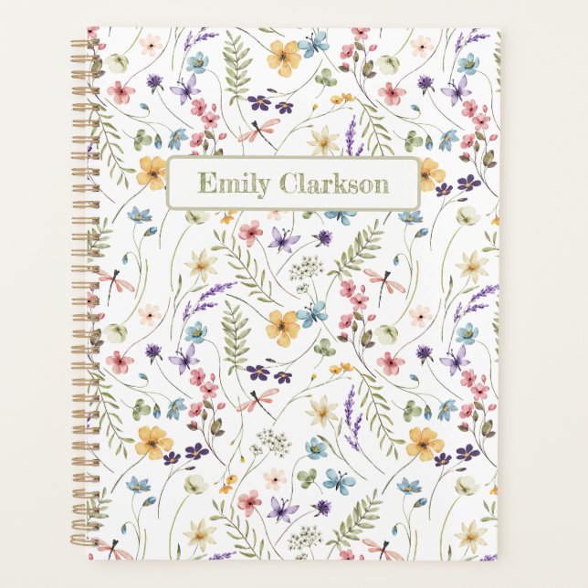 Whimsical Wildflower Bloom Colorful Spring Pattern Planer (Vorderseite)