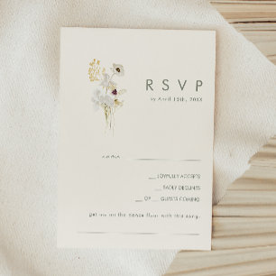 Whimsical Wildflower Bouquet Ivory Song Request RSVP Karte
