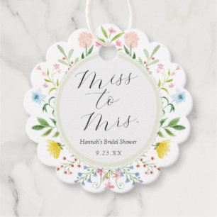 Whimsical Wildflower-Brautjungfer Teezeit Geschenkanhänger