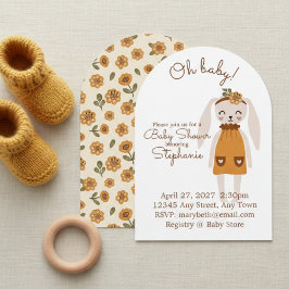 Whimsical Wildflower Bunny Baby Shower Invite Einladung