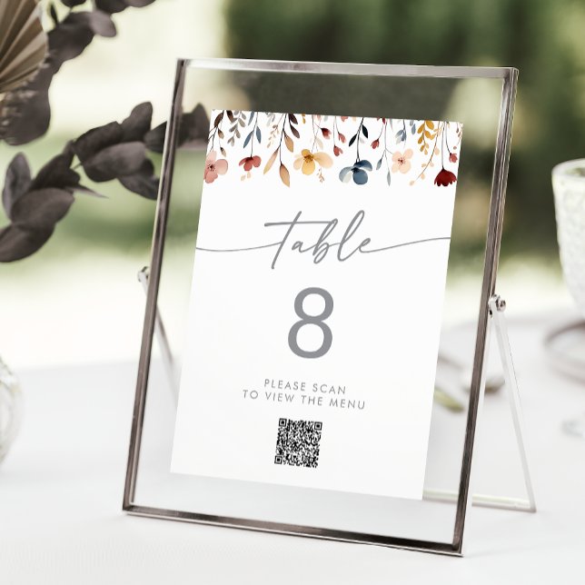 Whimsical Wildflower QR Code Table Numbers Einladung (Von Creator hochgeladen)