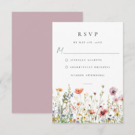 Whimsical Wildflower Wedding RSVP Card Karte
