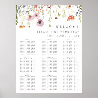 Whimsical Wildflower Wedding Seating Chart Poster