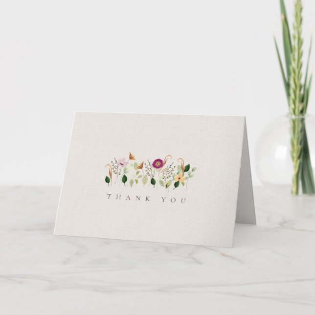 Whimsical Wildflowers Garden Wedding Thank You Ankündigung (Vorderseite)