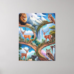 Whimsical Wildlife Fantasy Intricentive Miniatur Leinwanddruck