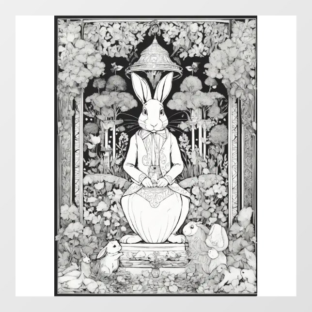 "Whimsical Window Wonderland: Kaninchenklatsche Fr Fensteraufkleber (Blatt)