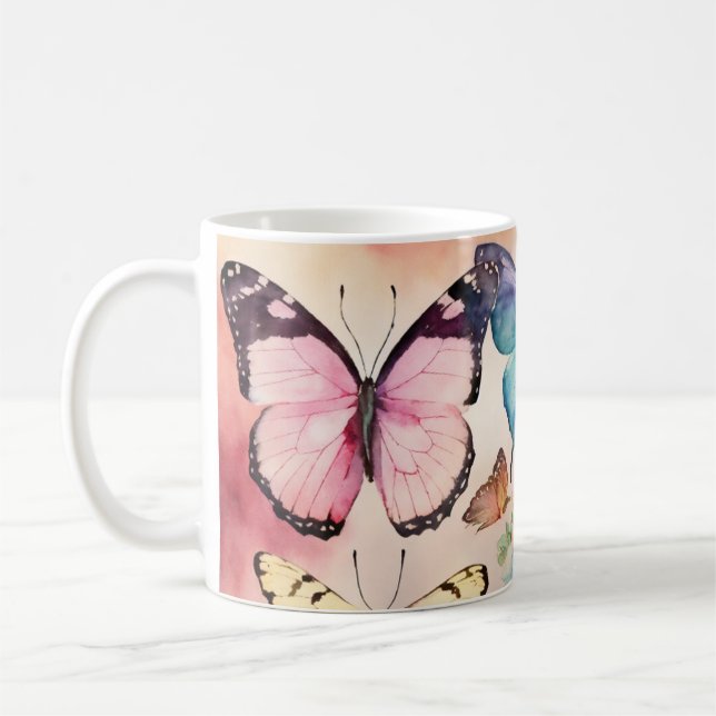 "Whimsical Wings: Butterfly Design Coffee Cup" Kaffeetasse (Links)