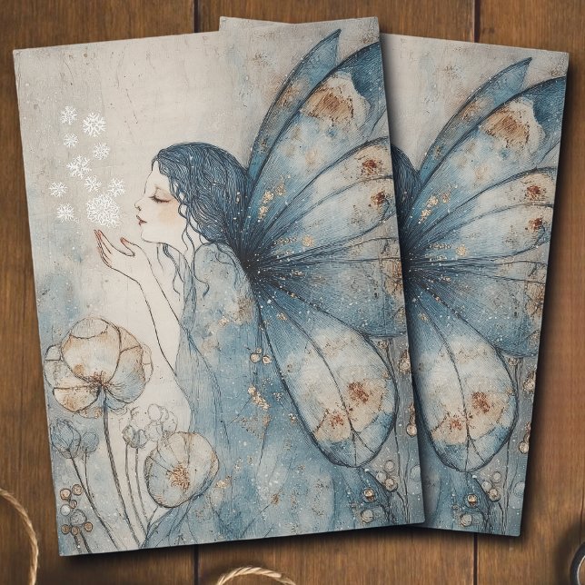 Whimsical Winter Fairy Blue Floral Decoupage Seidenpapier (Von Creator hochgeladen)