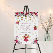 Whimsical Winter Fairy First Birthday Welcome Sign