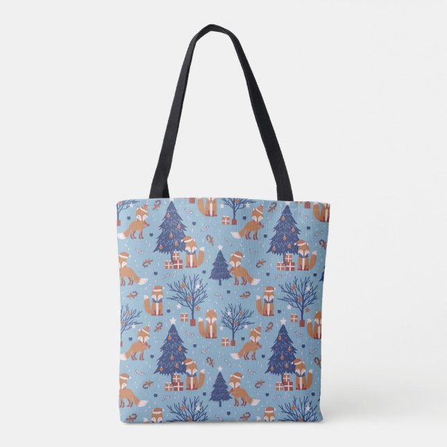 Whimsical Winter Fox Tote Bag - Niedlich festlich Tasche (Rückseite)