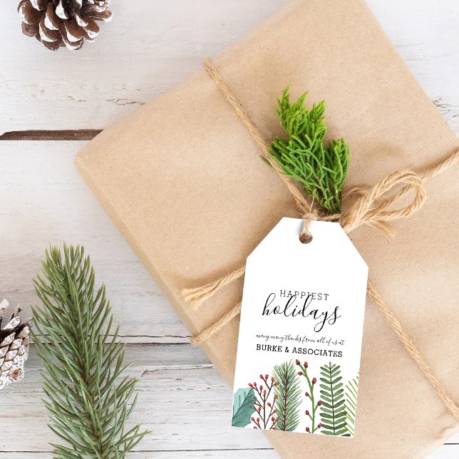 Whimsical Winter Greenerity Foliage Personalisiert Geschenkanhänger (Holiday Foliage Christmas Personalized Gift Tags)
