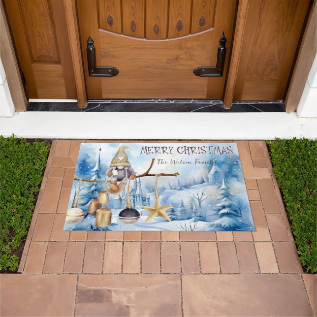 Whimsical Winter Lady Gnome Frohe Weihnachten Fußmatte (Außenbereich)