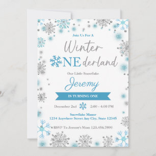 Whimsical Winter Snowflake Anniversaire Invitation