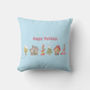 Whimsical Winter Street Urlaub Kissen