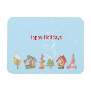 Whimsical Winter Street Urlaub Magnet