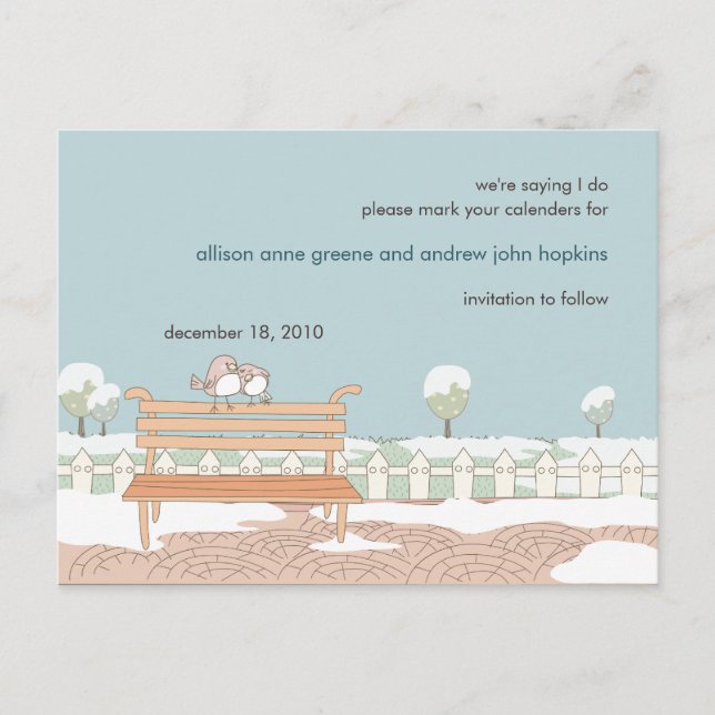 Whimsical Winter Wedding Enregistrer la date Carte (Devant)