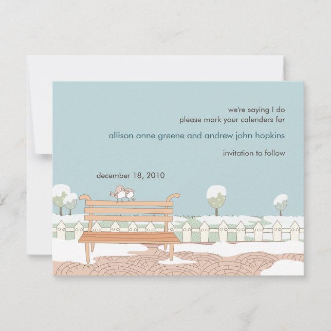 Whimsical Winter Wedding Save the Date Card (Vorderseite)