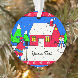 Whimsical Winter Wonderland Scene Ornament