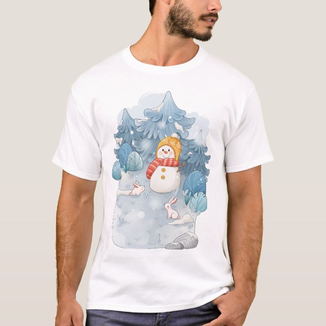 Whimsical Winter Wonderland Snowman T-shirt homme (Devant)
