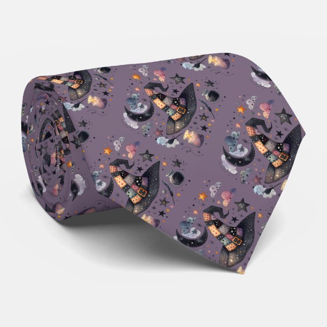 Whimsical Witch Hat und Himmelsmagie Krawatte (Gerollt)