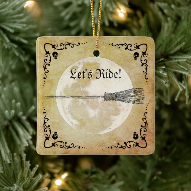 Whimsical Witchy Full Moon Keramikornament (Baum)