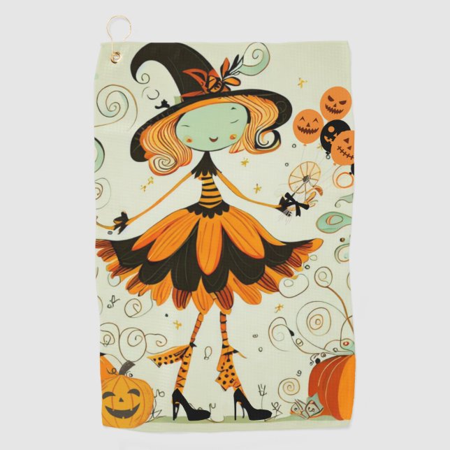 whimsical/witz/kürbis/fall golfhandtuch (Vorderseite)