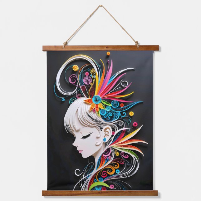 Whimsical Wonderland Wandteppich Mit Holzrahmen (Vorderseite)