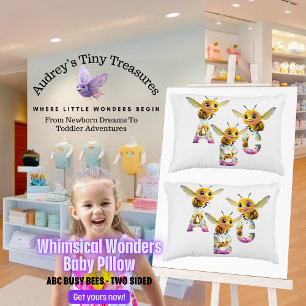 Whimsical Wonders ABC Bee Baby Pillow Dekokissen