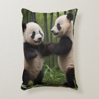 Whimsical Wonders: Baby Pandas Play in Forest, Dekokissen