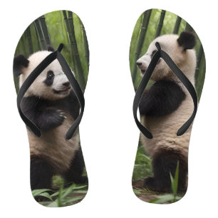Whimsical Wonders: Baby Pandas Play in Forest, Flip Flops