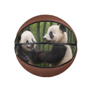 Whimsical Wonders: Baby Pandas Play in Forest, Mini Basketball