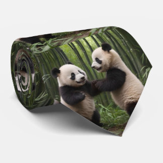 Whimsical Wonders: Baby Pandas spielen im Wald Krawatte