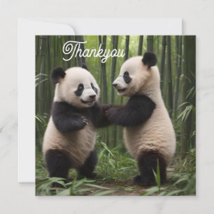 Whimsical Wonders: Baby Pandas spielt im Wald Dankeskarte