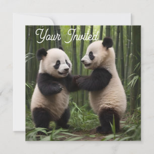 Whimsical Wonders: Baby Pandas spielt im Wald Einladung