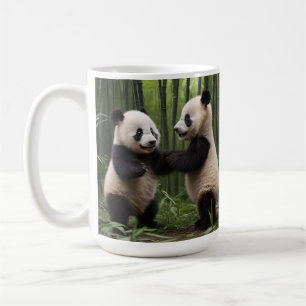 Whimsical Wonders: Baby Pandas spielt im Wald Kaffeetasse