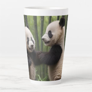Whimsical Wonders: Baby Pandas spielt im Wald Milchtasse