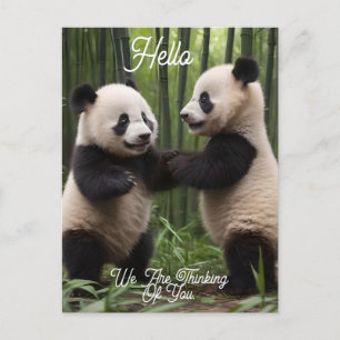 Whimsical Wonders: Baby Pandas spielt im Wald Postkarte