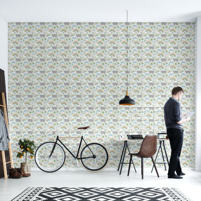 Whimsical Wonders: Koalas und Rainbows Wallpaper Tapete (Wohnbereich)