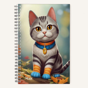 Whimsical Woodland America Kurzkatze Notizbuch