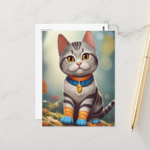 Whimsical Woodland America Kurzkatze Postkarte