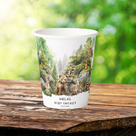 Whimsical Woodland Animals Baby Shooting Paper Cup Pappbecher