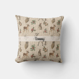 Whimsical Woodland Animals Custom Name Kissen