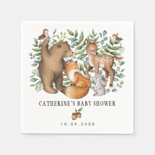 Whimsical Woodland Animals Forest Baby Dusche Serviette